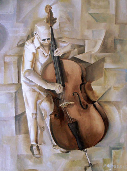 Man with Double Bass - homage to Picasso's analytical Cubism. Copyright (c)2015 Paul Alan Grosse Man with Double Bass - homage to Picasso's analytical Cubism. Copyright (c)2015 Paul Alan Grosse