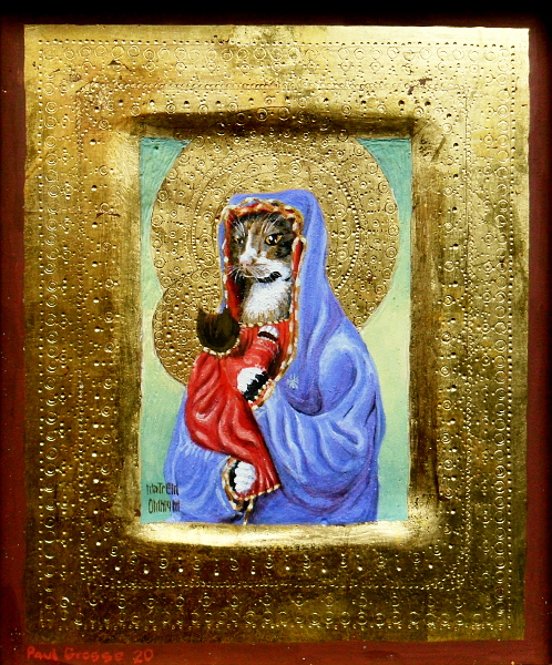 Mother Of Everything. Hand-carved, quarter-sawn, solid oak with gessoed linen, gilded with 24k gold with punchwork and early pigment tempera. Copyright (c)2020 Paul Alan Grosse