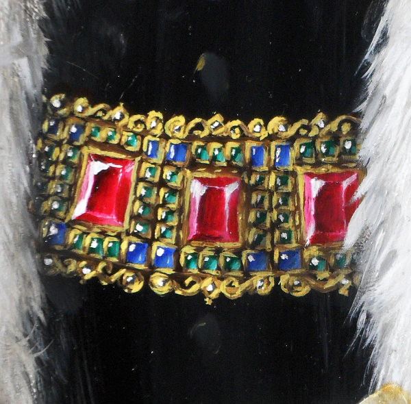 This is a close-up of the ruby, emerald, sapphire and diamond encrusted gold chain. Copyright (c)2016 Paul Alan Grosse