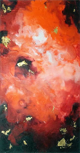 Nestor. Abstract encaustic mixed media with single-pigment colours and gilded with 24 carat gold leaf on gesso-coated 100 percent cotton watercolour paper, signed in 24 carat gold metalpoint. Copyright (c)2020 Paul Alan Grosse Nestor. Abstract encaustic mixed media with single-pigment colours and gilded with 24 carat gold leaf on gesso-coated 100 percent cotton watercolour paper, signed in 24 carat gold metalpoint. Copyright (c)2020 Paul Alan Grosse