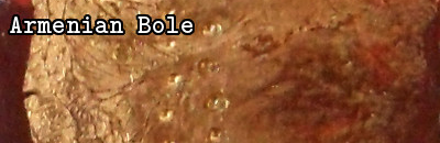 Armenian Bole with gold leaf applied, burnished, punched and aged with 0000 wire wool. Armenian Bole with gold leaf applied, burnished, punched and aged with 0000 wire wool.