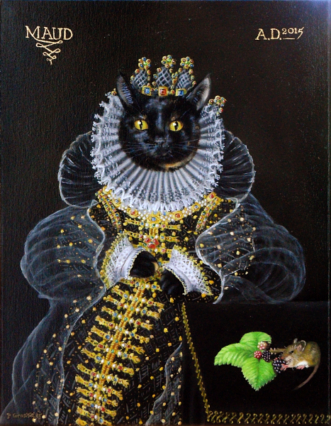 'Queen Maud - the 'Mouse' portrait' - One of our cats style of Queen Elizabeth the first's 'Ermine' portrait. Copyright (c)2015 Paul Alan Grosse 'Queen Maud - the 'Mouse' portrait' - One of our cats style of Queen Elizabeth the first's 'Ermine' portrait. Copyright (c)2015 Paul Alan Grosse