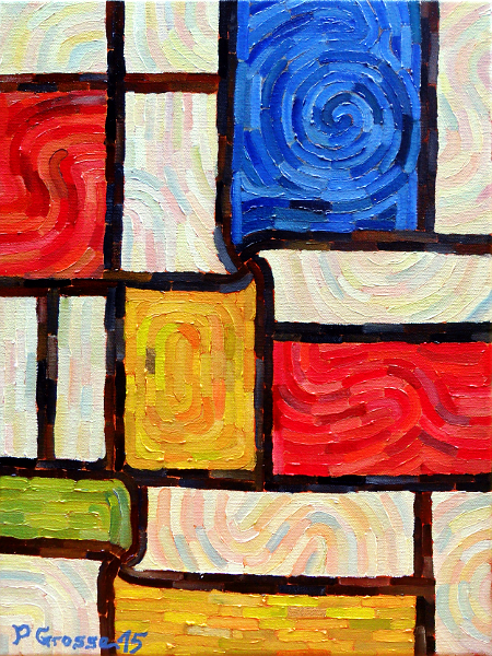 A Mondrianesque painting in the style of Vincent Van Gogh. Copyright (c)2015 Paul Alan Grosse A Mondrianesque painting in the style of Vincent Van Gogh. Copyright (c)2015 Paul Alan Grosse