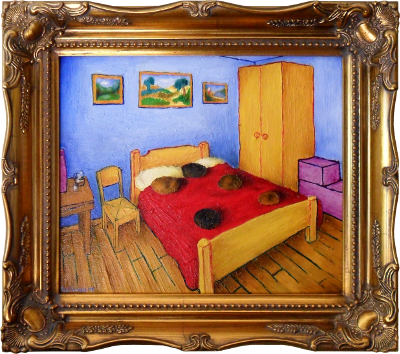 Bought ornate frame on 'The Bedroom in Derby' oil on canvas panel. Copyright (c)2017 Paul Alan Grosse