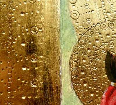 Closeup of icon with extensive punchwork. Copyright (c)2020 Paul Alan Grosse