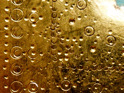 Closeup of icon with extensive punchwork. Copyright (c)2020 Paul Alan Grosse