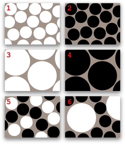 Diagram illustrating how particle size plays a crutial role in determining which colour dominates in a binary mixture. Copyright (c)2020 Paul Alan Grosse