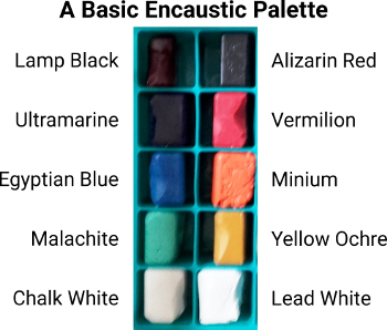 A basic encaustic palette. Copyright (c)2020 Paul Alan Grosse