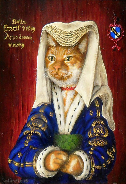 'Bella' - AEtatis Suae vij. Anno domini mmxvj (Age seven, 2016AD). Traditional 15th century Netherlands headdress and blue and gold brocade top with white fir and ermine trim to cuffs and collar. Copyright (c)2016 Paul Alan Grosse 'Bella' - AEtatis Suae vij. Anno domini mmxvj (Age seven, 2016AD). Traditional 15th century Netherlands headdress and blue and gold brocade top with white fir and ermine trim to cuffs and collar. Copyright (c)2016 Paul Alan Grosse