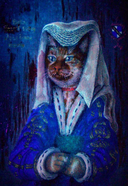 'Bella' - AEtatis Suae vij. Anno domini mmxvj (Age seven, 2016AD). Traditional 15th century Netherlands headdress and blue and gold brocade top with white fir and ermine trim to cuffs and collar. Copyright (c)2016 Paul Alan Grosse 'Bella' - AEtatis Suae vij. Anno domini mmxvj (Age seven, 2016AD). Traditional 15th century Netherlands headdress and blue and gold brocade top with white fir and ermine trim to cuffs and collar. Copyright (c)2016 Paul Alan Grosse