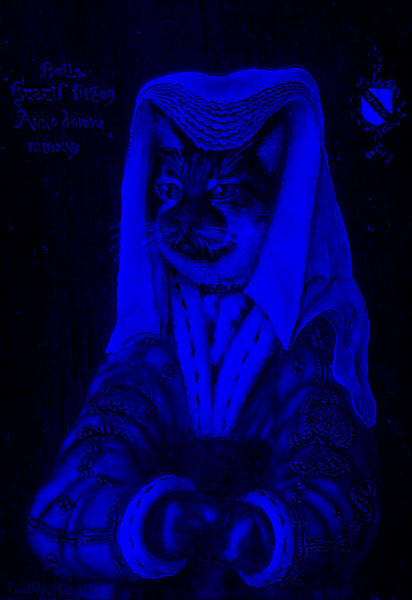 'Bella' - AEtatis Suae vij. Anno domini mmxvj (Age seven, 2016AD). Traditional 15th century Netherlands headdress and blue and gold brocade top with white fir and ermine trim to cuffs and collar. Copyright (c)2016 Paul Alan Grosse 'Bella' - AEtatis Suae vij. Anno domini mmxvj (Age seven, 2016AD). Traditional 15th century Netherlands headdress and blue and gold brocade top with white fir and ermine trim to cuffs and collar. Copyright (c)2016 Paul Alan Grosse