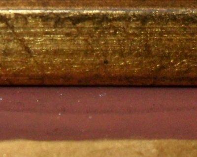 Painting in place with the tape producing a small distance between the bottim of the sight-edge and the painting. Copyright (c)2020 Paul Alan Grosse