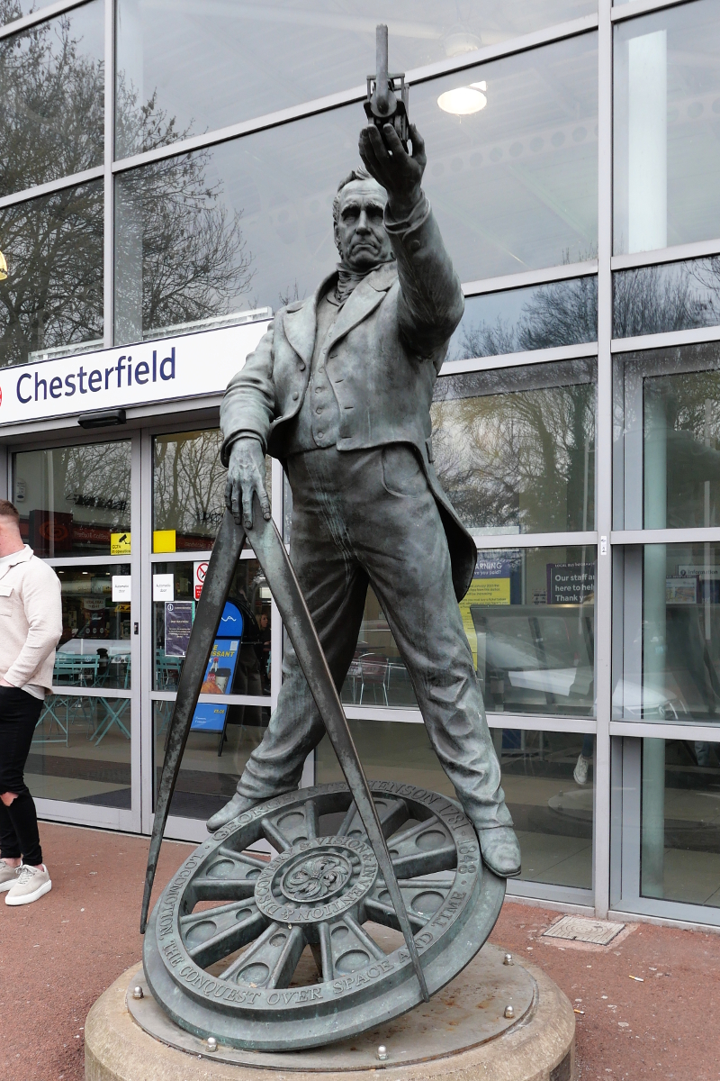 Chesterfield - statue of Stevenson 20230304 Copyright (c)2023 Paul Alan Grosse. All Rights Reserved.