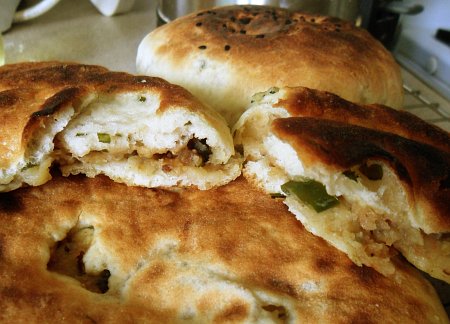 This is the kulcha broken open so you can see the layer inside.