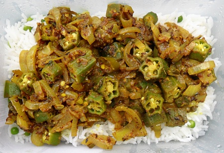Serve the bhindi ki sabji on rice or alternative of your choice.  
