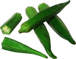 Bhindi, okra or 'lady's fingers'. They can be eaten raw if you like.