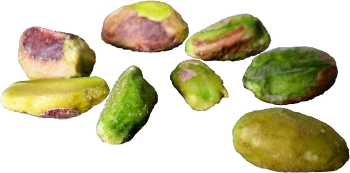 Pistachio nuts. They are not hard and brittle but soft and rubbery.