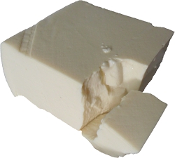 Fresh tofu - not to be confused with the 'silken tofu' you get in cartons.