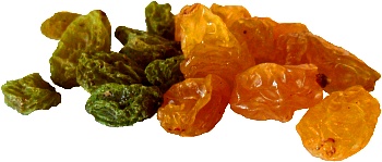 Green sultanas and Golden sultanas. 1