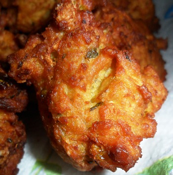 Tasty pakoras made from the left- -over ingredients of another meal.