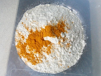 Flour, salts and turmeric.  