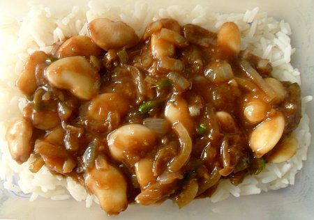 Butter beans in Chinese yellow bean sauce. Quick and easy.